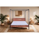 thumbnail of Himmelbett 180 x 200 cm Akazienholzbett stone inkl. Eisenhimmel und Vorhang ROMY