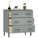 thumbnail of vidaXL Sideboard OSLO mit 3 Schubladen Grau 77x40x79,5 cm Massivholz