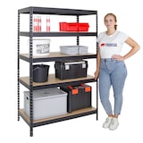 thumbnail of PROREGAL Schwerlastregal Rivet HxBxT 180x120x60cm Fachlast 250kg, Innovatives Stecksystem, Schwarz, Garagenregal, Lagerregal, Steckregal, Kellerregal