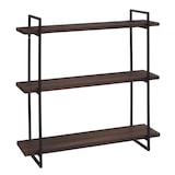 thumbnail of Scaffale a muro HWC-K78, scaffale sospeso, scaffale galleggiante, 3 ripiani in legno massiccio industriale 60x60x18cm ~ marrone scuro, metallo nero