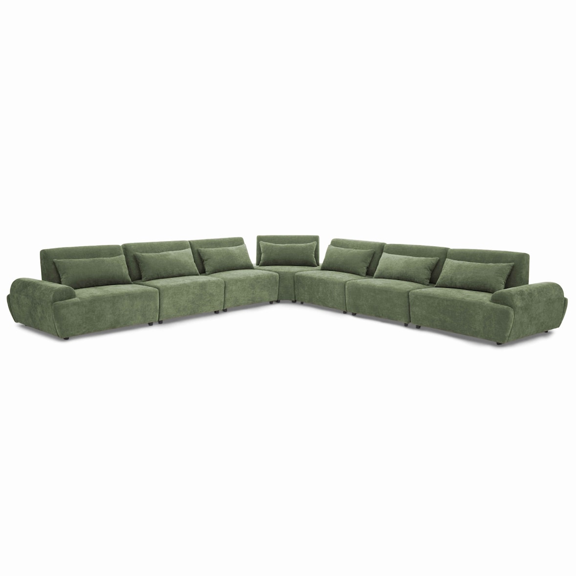 Divano angolare modulare a 7 posti con schienale regolabile, verde, L 449 x l 449 x h 82 cm Oviala