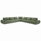 thumbnail of Divano angolare modulare a 7 posti con schienale regolabile, verde, L 449 x l 449 x h 82 cm Oviala