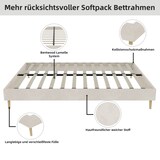 thumbnail of Polsterbett 140x200 cm aus hochwertigem Hollandaline, stabiles Bettgestell mit Rippenkonstruktion und modernem Design, Beige