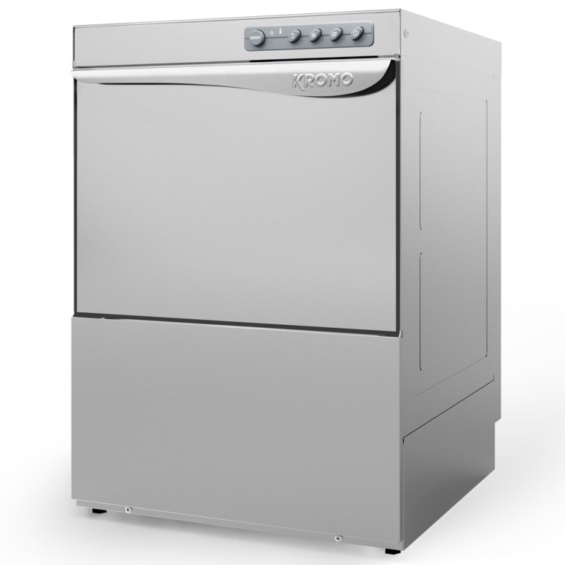 Lavapiatti professionale KROMO AQUA 50 con pompa di scarico. Macchina lavastoviglie per cucina industriale di bar, ristorante e ristorazione.