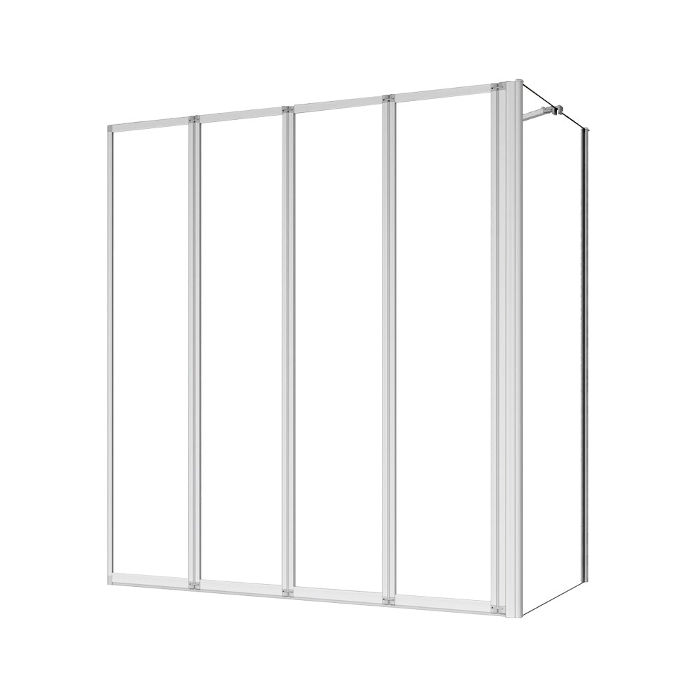 AICA Mampara de Bañera Plegable Vidrio 4mm con Perfil Gris Mate - 4 hojas plegables + panel lateral 700mm Tamaño:(999-1009)x(672-699)x1400mm