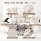thumbnail of Modulares Schlafsofa mit Stauraum, wechselbarer Chaiselongue, Fleecebezug, umwandelbar zum Sofa-Bett, ideal für 100x200 cm, Beige