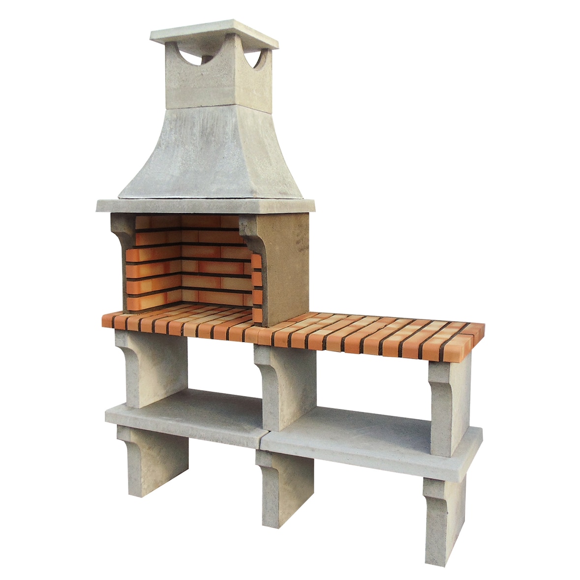 BBQ X-ART - Barbacoa con 2 encimeras, construido con ladrillo y cemento refractario - 142x50x193cm