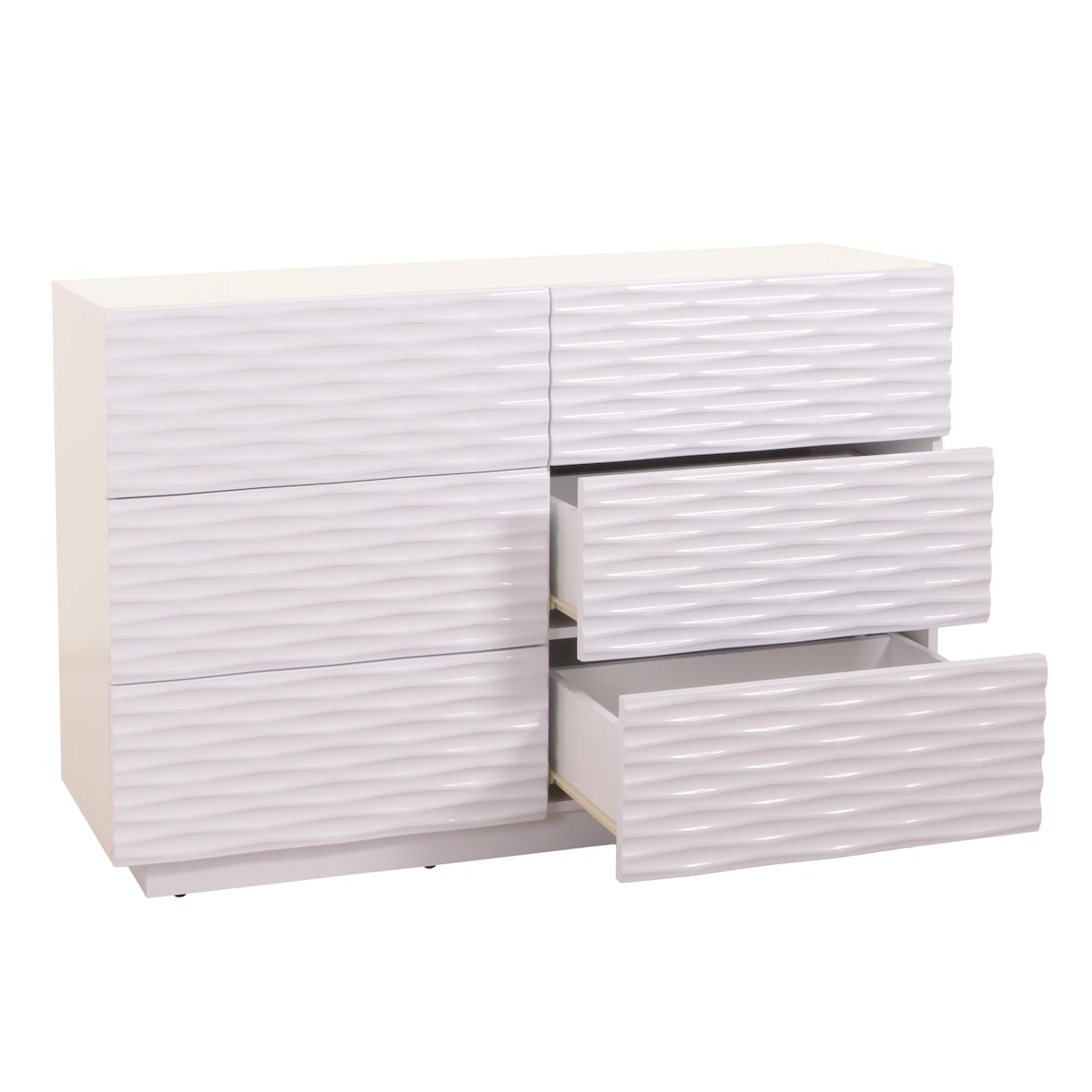 Kommode HWC-M52, Schrank Sideboard, 3D-Design Schubladen Push-to-open, 81x120x42cm Hochglanz weiß