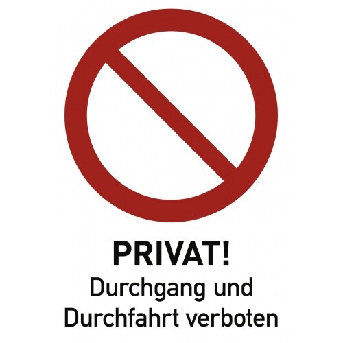 Privat Durchgang und Durchfahrt verboten, Kombischild, Alu, 262x371 mm