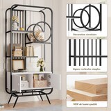 thumbnail of Metallregal mit Schrank Doppeltür Weiß+Schwarz 80x30x180 cm 4 Ablagen Stahlrohr MDF stabile hohe Füße modernes Design