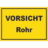 thumbnail of Vorsicht Rohr Schild mit Text A0 Rückseite selbstklebend