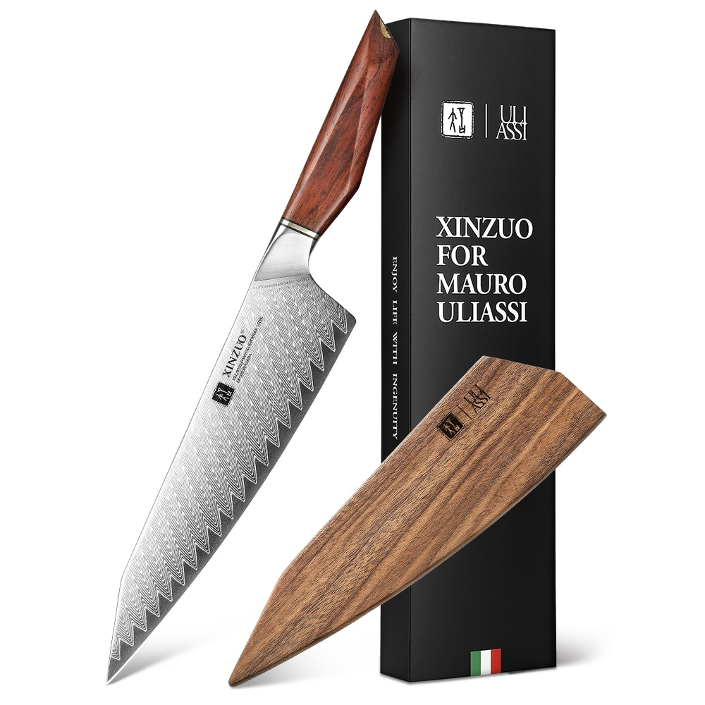 XinZuo - Damascus koksmes 21cm - X03 Xing Series - Mauro Uliassi (3-sterren Michelin chef)