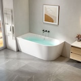 thumbnail of Aloni Halb-Freistehende Badewanne Eckwanne 180x80 Links Rundeck Acryl Weiß