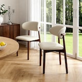 thumbnail of Merax 2er Set Esszimmerstühle, Beige PU, Massivholzstuhl mit Walnussfarbenem Holzrahmen, gepolsterter Sitzfläche & ergonomischer Rückenlehne
