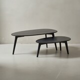 thumbnail of Retro Couchtische aus Mango Massivholz, 2er Set für stilvollen Wohnbereich. Schwarz, 100x50x42 cm | Kadima Design