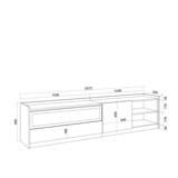 thumbnail of TV-Schrank, Lowboard, 207x50x37 cm, Für TV-Geräte bis zu 80", Elektrokamin., LED, Eiche Schwarz