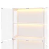 thumbnail of Merax LED Vitrinenschrank 80×35×170 cm, Glasvitrine modern Weiß, Sammlungsvitrine mit App-Steuerung, 4 Ebenen, Push-to-Open Türen