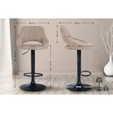 thumbnail of Set de 2 Taburetes de bar Milet en tela Gris topo/Metal negro mate