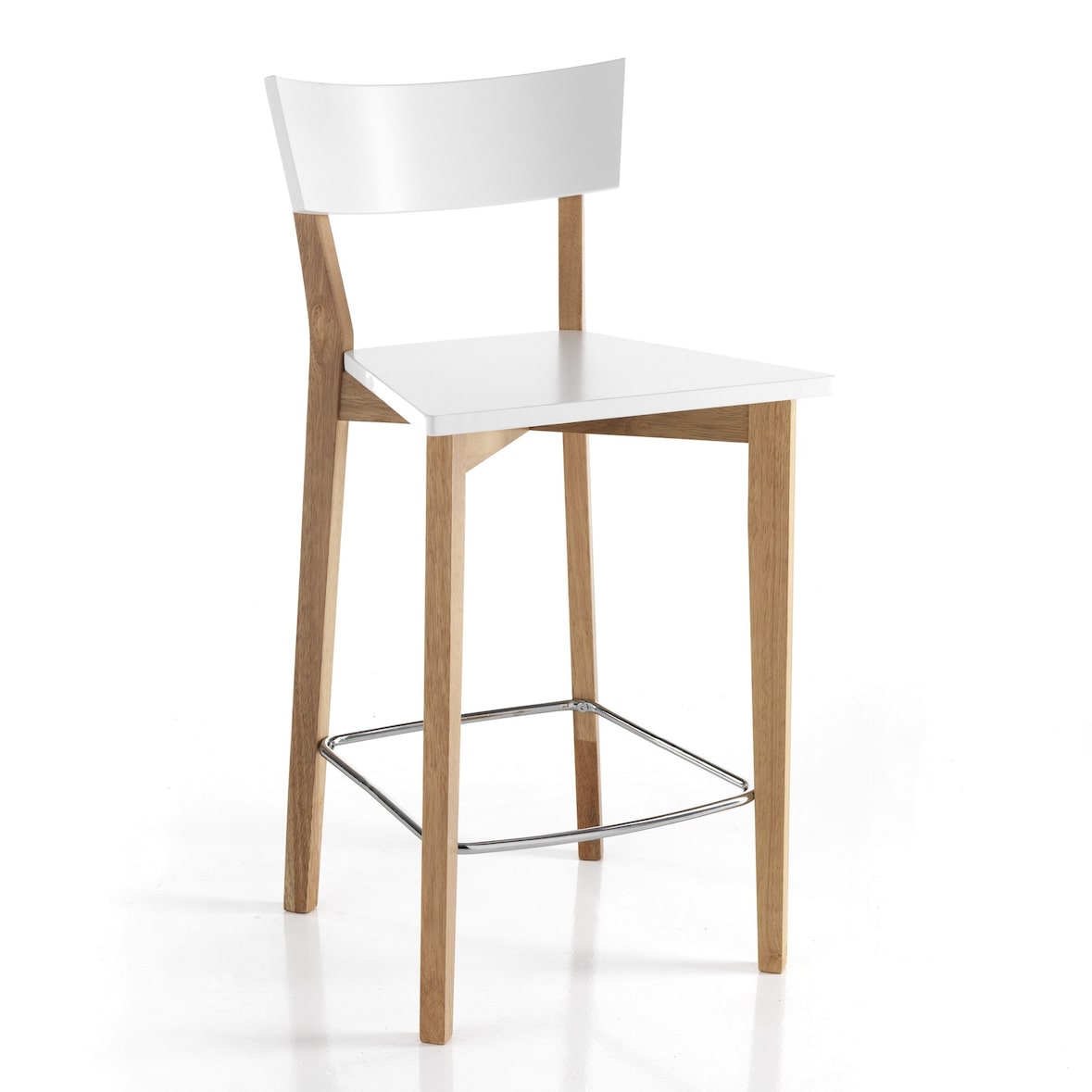 Oreste Luchetta Set 2 Sgabelli ALLEN in legno massello H.94 x L.47 x P.50 cm laccato bianco opaco