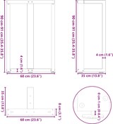 thumbnail of Helloshop26 - Set aus 2 schwarzen T-förmigen Bartischbeinen 60 x 35 x 90 cm mit verstellbaren Nivellierfüßen modernes Design aus 02_0057347