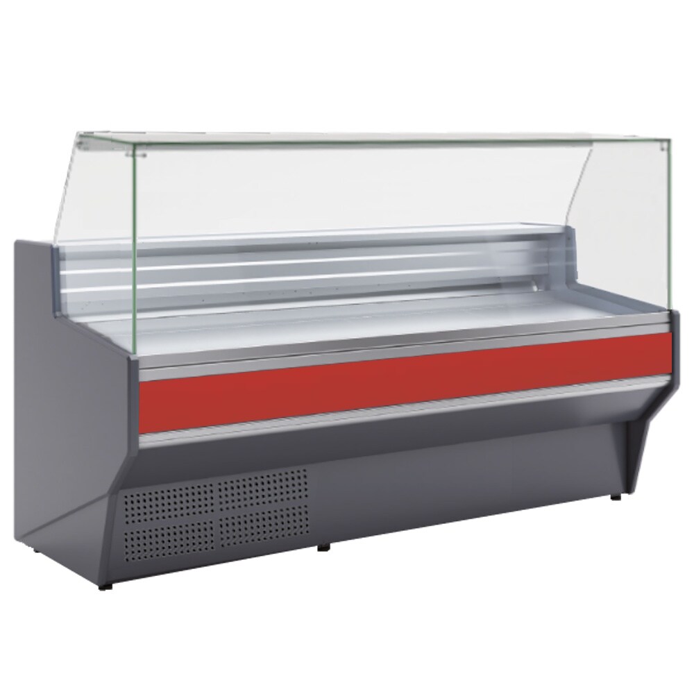 Vitrine-theke mit flachglas für metzgerei in rot - 2465x1080x1235 mm - 1360 W 230/1V - 24M30241 Eurast