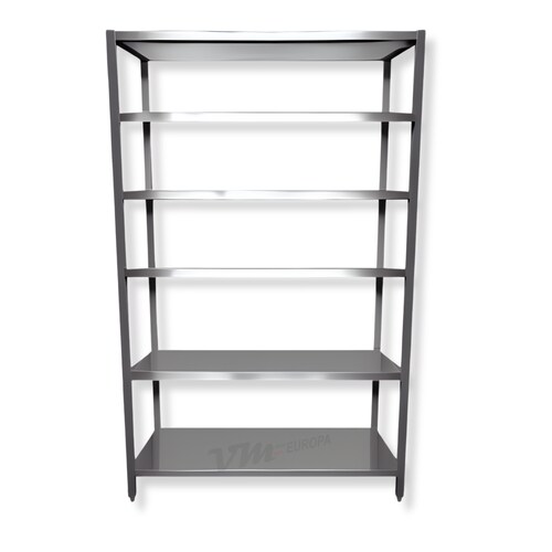 Edelstahl Lagerregal - H=2200mm - 6 Böden - AISI 430 - komplett verschweißt  - Tragfähigkeit 70 kg/m²: 60 x 70 cm / verschweißt / 6