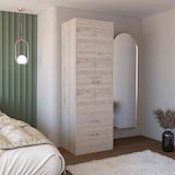 thumbnail of Armario Lisboa en melamina con 2 puertas , 1 estante , 1 barra para colgar ropa y 2 cajones con rieles metalicos , gris , 179 cm  X 59.2 cm  X 48 cm
