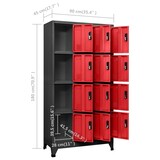 thumbnail of vidaXL Lockerkast 90x45x180 cm staal antracietkleurig en rood