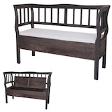 thumbnail of Banco T207, banco baú banco de madeira banco baú de arrumação, compartimento de arrumação almofada madeira 119cm ~ cinzento-castanho, shabby