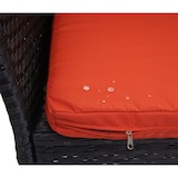 thumbnail of Poly-Rattan Sitzbank mit Tisch HWC-E24, Gartenbank Sitzgruppe Gartensofa, 132cm ~ schwarz, Kissen terracotta