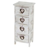 thumbnail of Cassettiera Forli, mobile, 4 cassetti con cuori 70x29x25cm, look shabby, vintage ~ bianco
