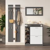 thumbnail of Garderobenset Schuhschrank 2 Einlegeböden Wandpaneele Spiegel Ablage Verstellbar Aufbewahrung Foyer Flur Modern Grau 80x25x96