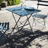 thumbnail of Table de jardin pliante bistrot en acier bleu pacific  - Oviala
