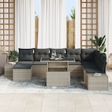 thumbnail of vidaXL 9-teiliges Garten-Sofa-Set mit Kissen in Hellgrau aus Poly Rattan