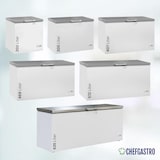 thumbnail of Tiefkühltruhe ICEMAN | 1x abschließbare Edelstahldeckel +LED | 305L, HxBxT 84x104,1x74,3cm | -18/-24°C | Weiß/Edelstahl | + CHEFGASTRO Geschirrtuch