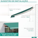 thumbnail of Toldo Manual Plegable de Aluminio con Manivela Terraza Balcón 395x245 cm Verde