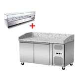 thumbnail of Skyrainbow Pizza Kühltisch, Granit rosa-grau, 2 Türen, 151 x 80 Kühlaufsatz GN1/3 mit Glas