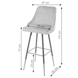 thumbnail of Set van 2 barkrukken HWC-E70, barkruk tegenkruk, retro design fluwelen gouden stokjes/pootjes ~ grijs