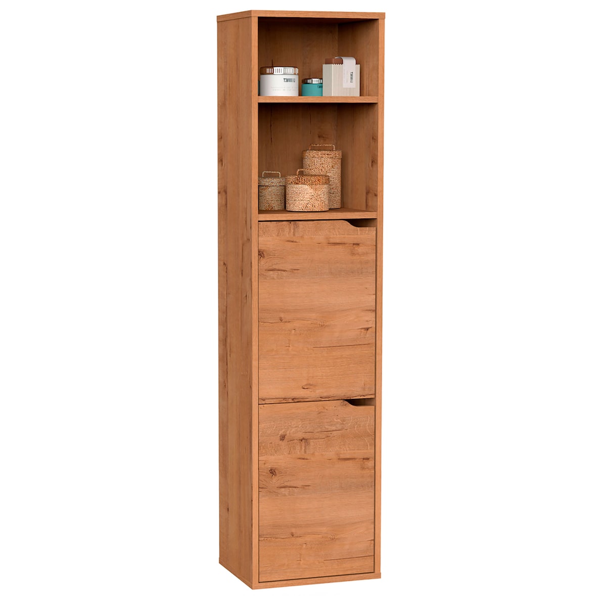 Briebe Columna de Baño, Mueble Auxiliar, Armario Alto Estilo Moderno 150x36,5x30 cm Espacio Almacenaje, Aura, Madera