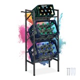 thumbnail of Relaxdays Getränkekistenregal, HxBxT: 109x49x32 cm, 450 kg, 3 Kisten, Stahl, Getränkekistenständer, Kistenregal, schwarz