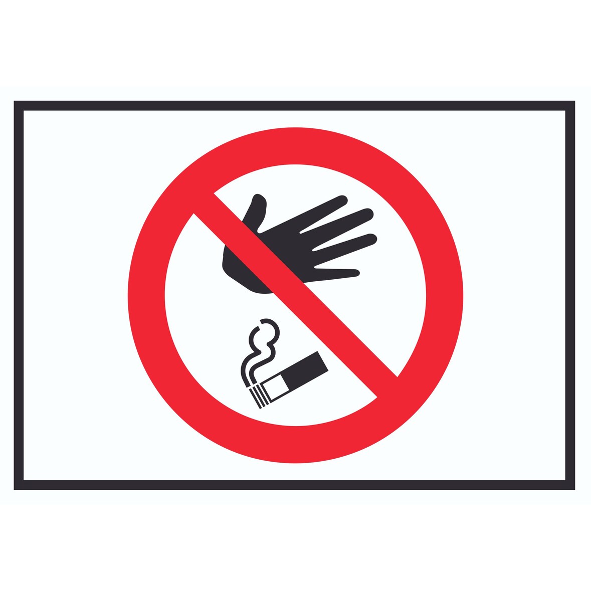 Bitte keine Kippen auf den Boden werfen Symbol Schild A4 Rückseite selbstklebend
