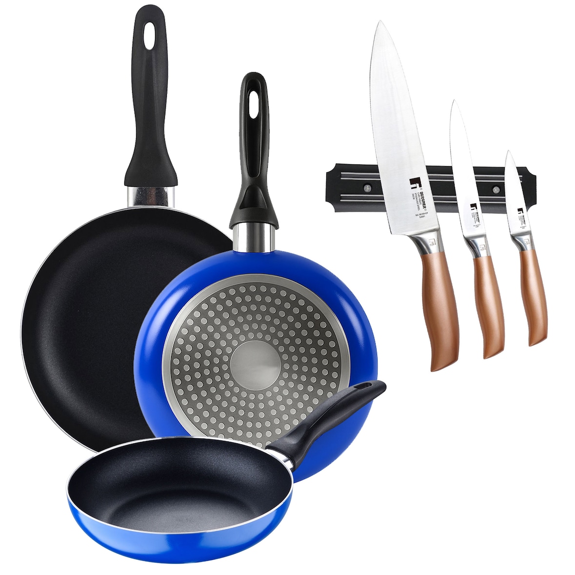 Bergner by Vissani Set 3 padelle 20-24-28cm in alluminio forgiato con rivestimento antiaderente induzione | Leroy Merlin