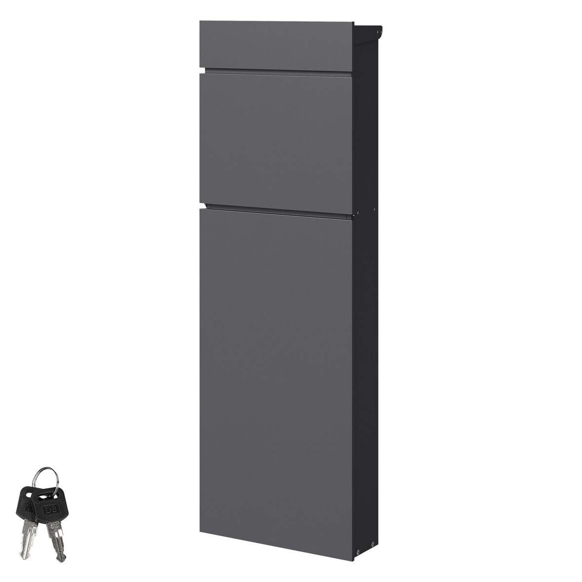 ML-Design Standbriefkasten Anthrazit 39,5×14,1×115 cm, Edelstahl, abschließbar mit 2 Schlüsseln, wetterfest, moderner Postkasten freistehend