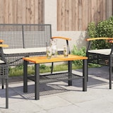 thumbnail of vidaXL Gartentisch Schwarz 70x38x42 cm Poly Rattan Akazienholz