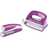 thumbnail of Set-Mini WOW Heftgerät und Locher violett, je 10 Blatt, Heftarten: geschlossen, genagelt; Locher: mit Anschlagschiene