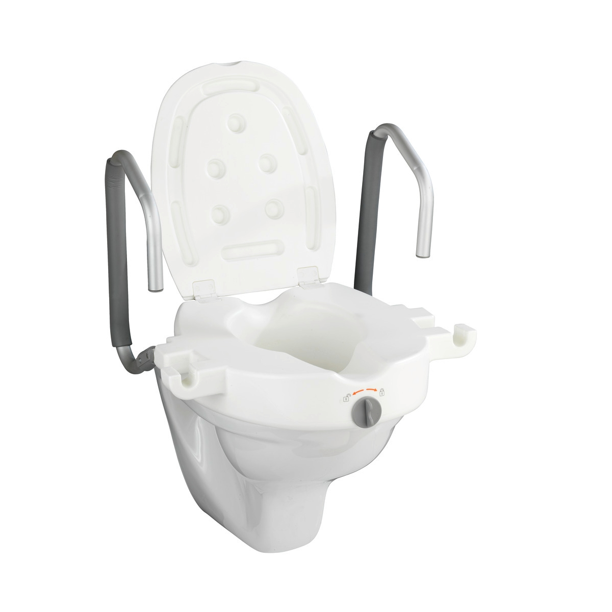 WENKO WC-Sitz Erhöhung mit Stützgriffen Mod. Secura, mit Easy-Close Absenkautomatik