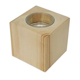 thumbnail of Zirben Teelicht Quaderform mit Glas 7x7x7 cm Holzdeko 40.10-013