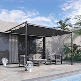 thumbnail of Outsunny Pérgola de Pared de Jardín 4x3 m Gazebo Exterior Cenador con Techo Retráctil Tela de Poliéster y Marco de Acero para Patio Terraza Balcón