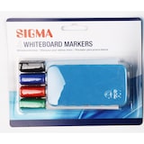 thumbnail of SIGMA Rotulador para pizarra blanca con borrador, colores surtidos, punta redonda, ancho de trazo: 2 mm, 4 unidades
