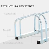 thumbnail of Aparcamiento para 4 bicicletas soporte de acero para aparcar bicicletas en el suelo o pared estacionamiento para interior exterior 110x33x27 cm plata
